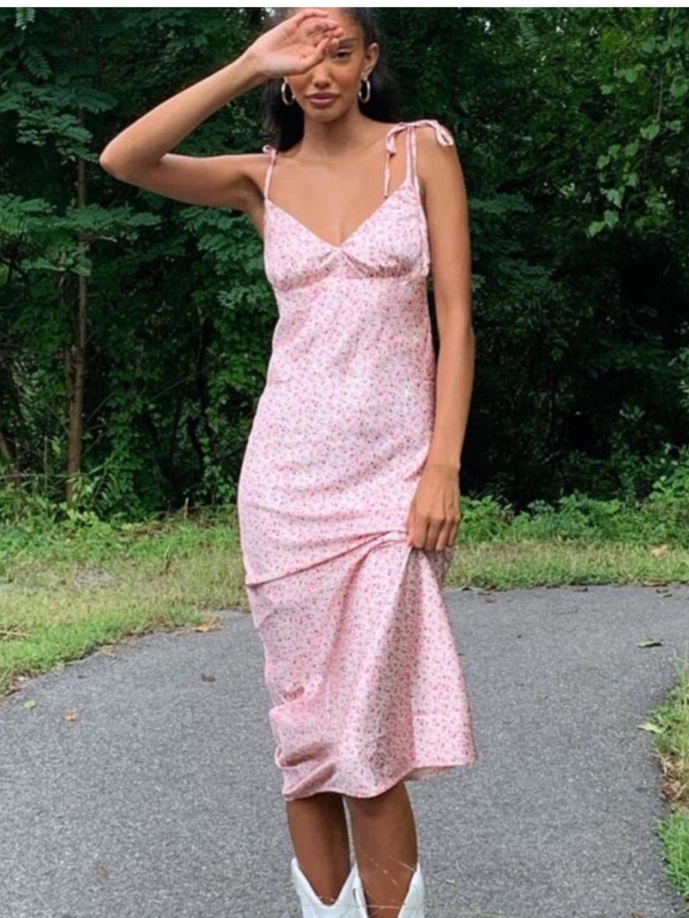 Princess Polly Pink Floral Tie-Strap Midi Dress